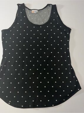 LuLaRoe Black Tank Top with White Polka Dots
